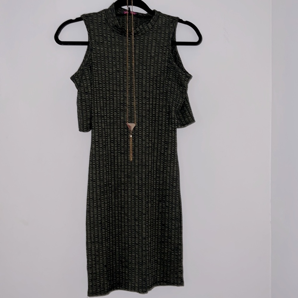 Green cut out dress with necklace
